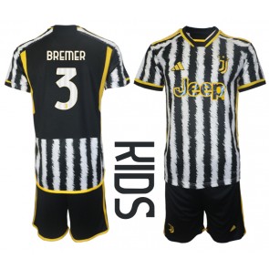 Juventus Gleison Bremer #3 Koszulka Podstawowych Dziecięca 2023-24 Krótki Rękaw (+ Krótkie spodenki)